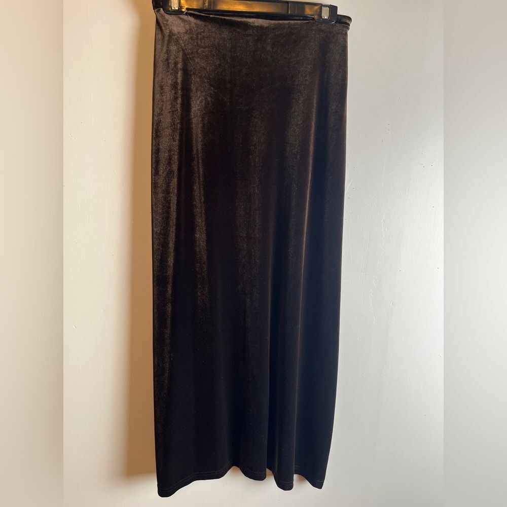 Vintage Express Tricot Brown Velvet Maxi Skirt
